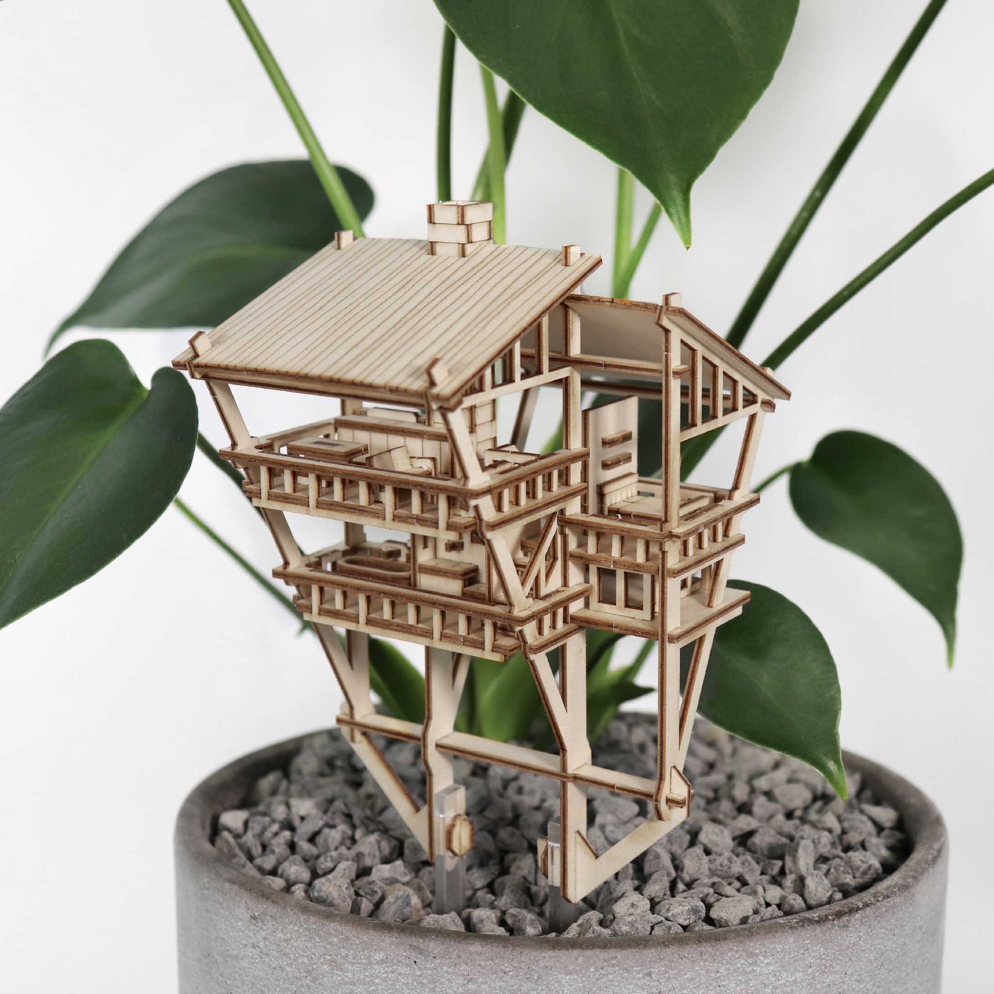 tree plant house Tropical Lookout Wooden Model