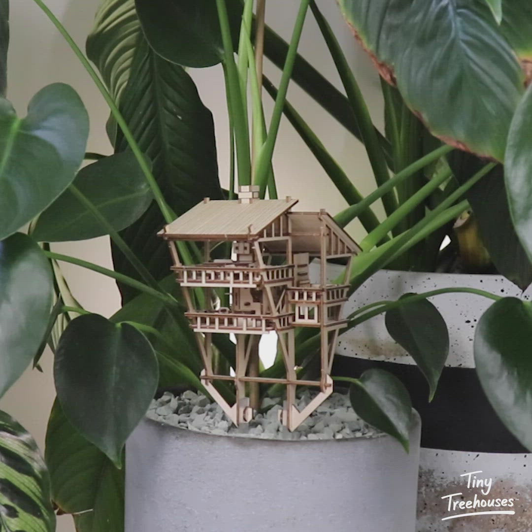 Tropical Lookout Wooden Model | Tiny Treehouses – Tiny Treehouses LLC - Small Macaw Treehouse With Enclosure Design